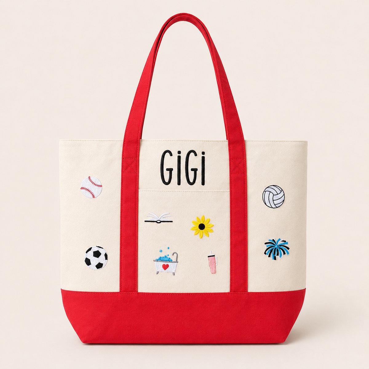 Personalized Mini Icon Tote Bag | Custom Embroidered Gift Tote, Everyday Essentials Bag, Small Boutique Tote