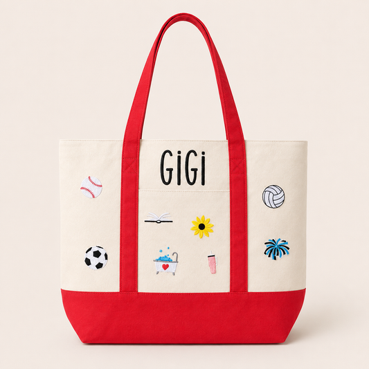 Personalized Mini Icon Tote Bag | Custom Embroidered Gift Tote, Everyday Essentials Bag, Small Boutique Tote