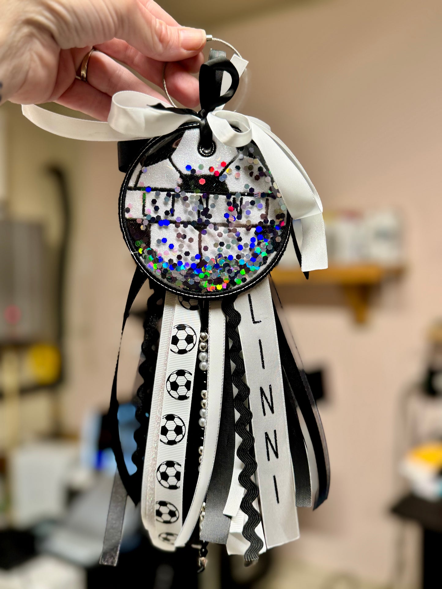 Custom Soccer Shaker Bag Tag